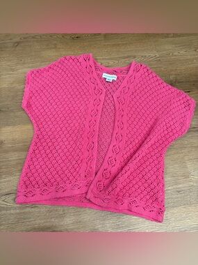 Pink medium crochet cardigan short sleeve open front